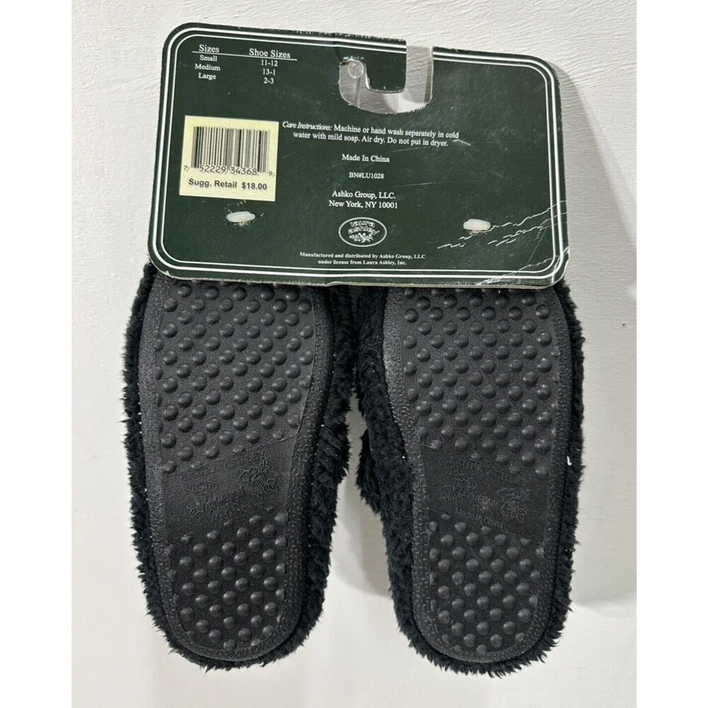 Laura Ashley girl's size 1-13 medium black slip on slippers with bow